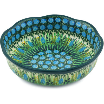 Polish Pottery Scalloped Bowl 6&quot; Prairie Land UNIKAT