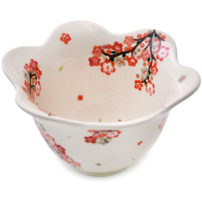 Polish Pottery Scalloped Bowl 6&quot; Sakura