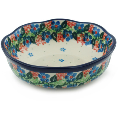 Polish Pottery Scalloped Bowl 6&quot; Summer Wreath