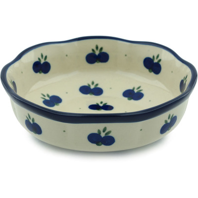 Polish Pottery Scalloped Bowl 6&quot; Wild Blueberry