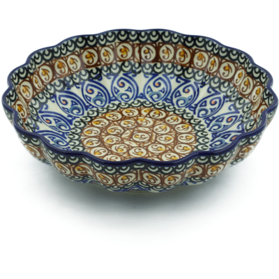 Polish Pottery Scalloped Bowl 7&quot; Amber Shores UNIKAT
