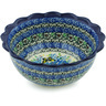 Polish Pottery Scalloped Bowl 7&quot; Baby&#039;s Breath Butterfly UNIKAT