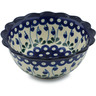 Polish Pottery Scalloped Bowl 7&quot; Bleeding Heart Peacock