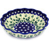 Polish Pottery Scalloped Bowl 7&quot; Bleeding Heart Peacock