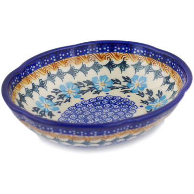 Polish Pottery Scalloped Bowl 7&quot; Blue Cornflower