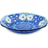 Polish Pottery Scalloped Bowl 7&quot; Blue Wildflower Meadow UNIKAT
