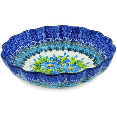 Polish Pottery Scalloped Bowl 7&quot; Buquet Azul UNIKAT