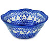 Polish Pottery Scalloped Bowl 7&quot; Cobalt Wonder UNIKAT