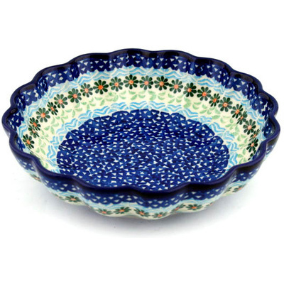 Polish Pottery Scalloped Bowl 7&quot; Daisies By The Sea