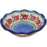Polish Pottery Scalloped Bowl 7&quot; Flourishing Flowers