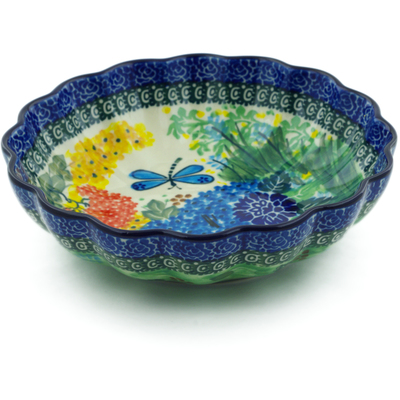 Polish Pottery Scalloped Bowl 7&quot; Garden Delight UNIKAT