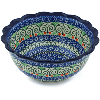 Polish Pottery Scalloped Bowl 7&quot; Life&#039;s A Hoot