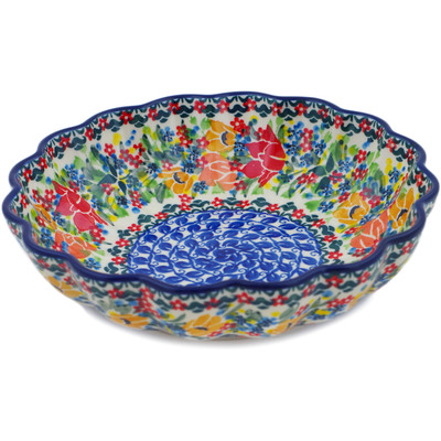 Polish Pottery Scalloped Bowl 7&quot; Lovely Surprise UNIKAT