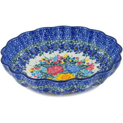 Polish Pottery Scalloped Bowl 7&quot; Magnificent Surprise UNIKAT