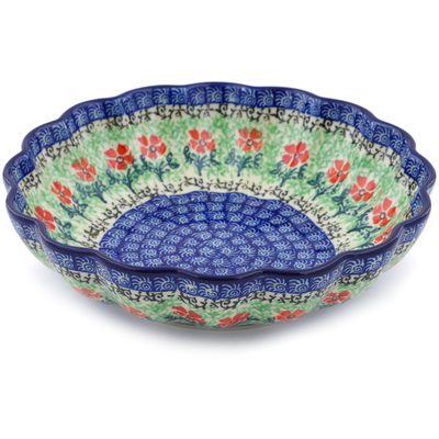 Polish Pottery Scalloped Bowl 7&quot; Maraschino