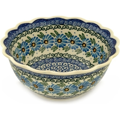 Polish Pottery Scalloped Bowl 7&quot; Marigold Morning