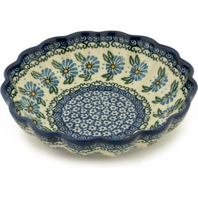 Polish Pottery Scalloped Bowl 7&quot; Morning Daisy