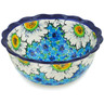 Polish Pottery Scalloped Bowl 7&quot; Pansies And Daisies UNIKAT