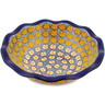 Polish Pottery Scalloped Bowl 7&quot; Popcorn Daisies UNIKAT