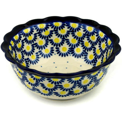 Polish Pottery Scalloped Bowl 7&quot; Radient Scales
