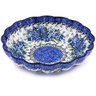 Polish Pottery Scalloped Bowl 7&quot; Rhapsody In Blue UNIKAT
