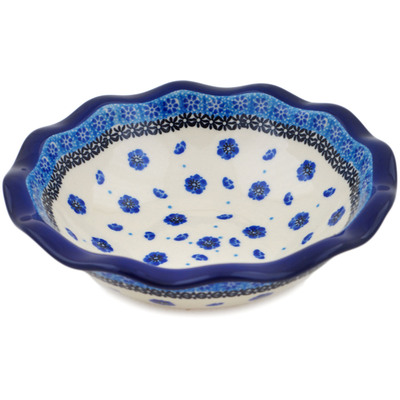 Polish Pottery Scalloped Bowl 7&quot; Scattered Blossoms