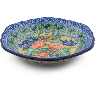 Polish Pottery Scalloped Bowl 7&quot; Splendid Meadow UNIKAT