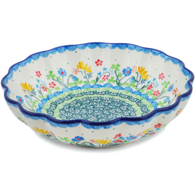 Polish Pottery Scalloped Bowl 7&quot; Spring Sights UNIKAT