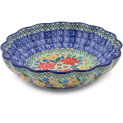 Polish Pottery Scalloped Bowl 7&quot; Starflower Basket UNIKAT