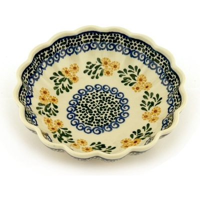 Polish Pottery Scalloped Bowl 7&quot; Summer Day