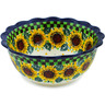 Polish Pottery Scalloped Bowl 7&quot; Summer Sunflower UNIKAT