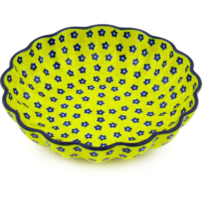 Polish Pottery Scalloped Bowl 7&quot; Sunshine