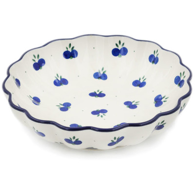 Polish Pottery Scalloped Bowl 7&quot; Wild Blueberry