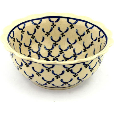Polish Pottery Scalloped Bowl 8&quot; Garden Lattice