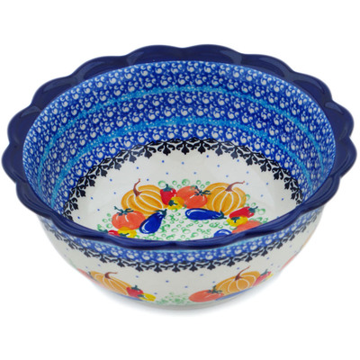 Polish Pottery Scalloped Bowl 8&quot; Glorious Sequence UNIKAT