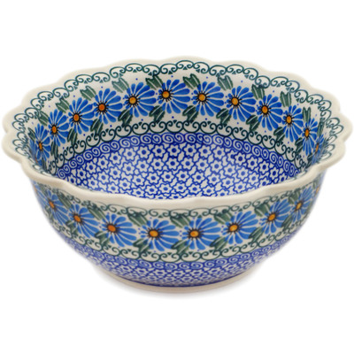 Polish Pottery Scalloped Bowl 8&quot; Marigold Morning