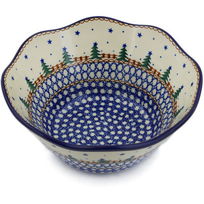Polish Pottery Scalloped Bowl 8&quot; Pocono Pines