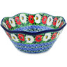 Polish Pottery Scalloped Bowl 8&quot; Poppy Beauty UNIKAT