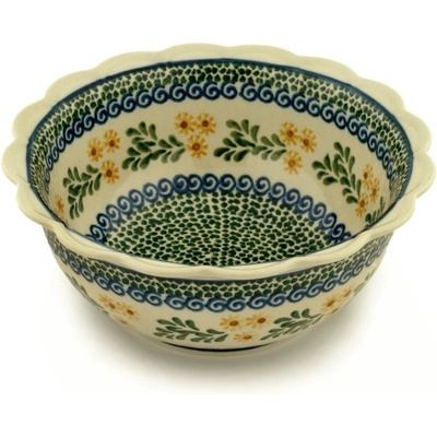 Polish Pottery Scalloped Bowl 8&quot; Summer Day
