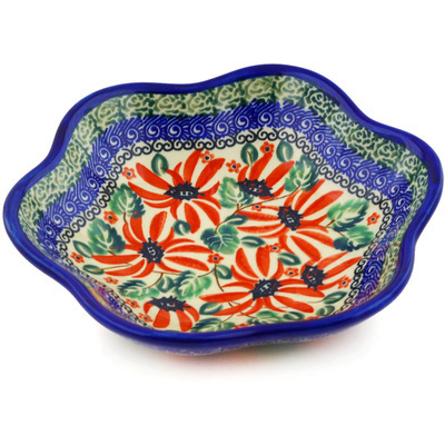 Polish Pottery Scalloped Bowl 8&quot; UNIKAT