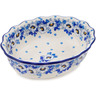 Polish Pottery Scalloped Bowl 9&quot; Blue Spring