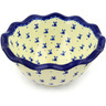 Polish Pottery Scalloped Bowl 9&quot; Cobalt Mouse
