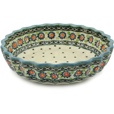 Polish Pottery Scalloped Bowl 9&quot; Sunburt Circle
