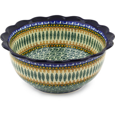 Polish Pottery Scalloped Bowl 9&quot; Tuscan Countryside