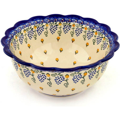 Polish Pottery Scalloped Bowl 9&quot; Tuscan Dreams