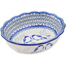 Polish Pottery Scalloped Bowl 9&quot; Waiting Birds UNIKAT