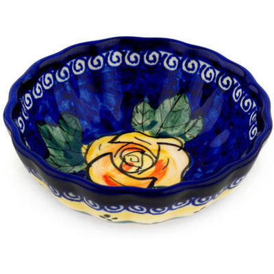 Polish Pottery Scalloped Bowl Small Cabbage Roses