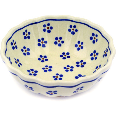 Polish Pottery Scalloped Bowl Small Daisy Dots
