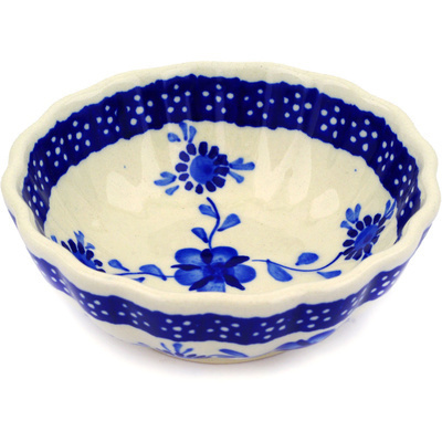 Polish Pottery Scalloped Bowl Small Delicate Poppy