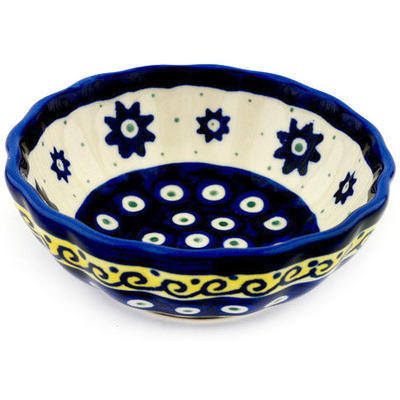 Polish Pottery Scalloped Bowl Small Lemon Pepper